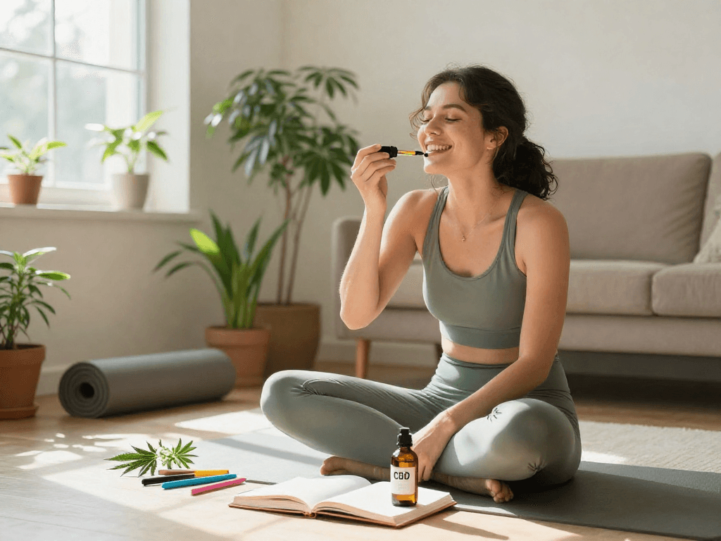 Experience the best weed delivery service with quality CBD oil and wellness products showcased in a vibrant home setting.