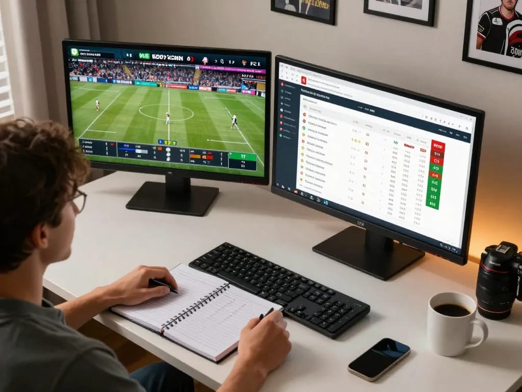 Engaging online sports betting scene showcasing kèo nhà cái and live betting options at home.