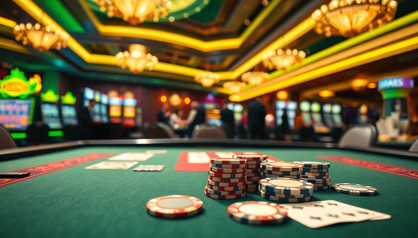 เล่นเกม PlayMe8 ในบรรยากาศคาสิโนที่หรูหรา มีชิปและการ์ดที่สวยงาม