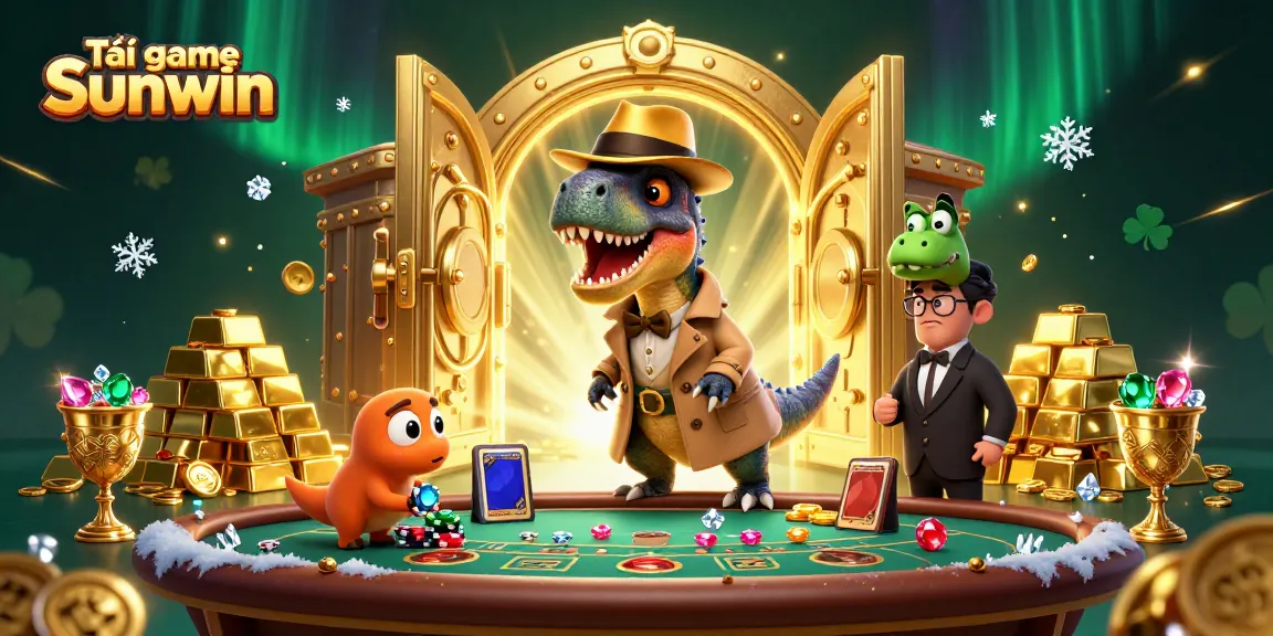 Tải game Sunwin and immerse in exciting gameplay with our vibrant 3D casino illustration featuring dynamic characters and luxurious game elements.