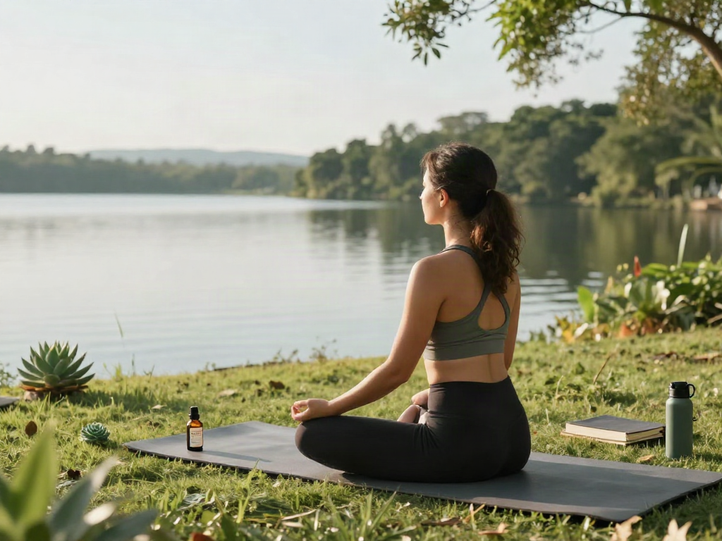 Buy weed online - Premium CBD oil and natural wellness products integrated in a peaceful yoga retreat setting.