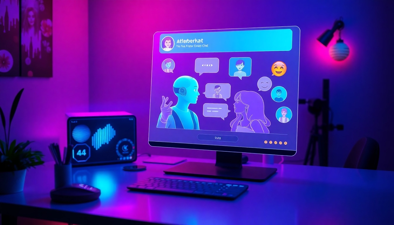Engaging interface for ai porn chat featuring a futuristic digital conversation