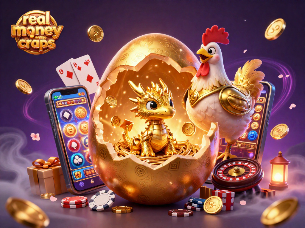 Engaging scene showcasing real money online craps with golden dragon and vibrant gaming elements.