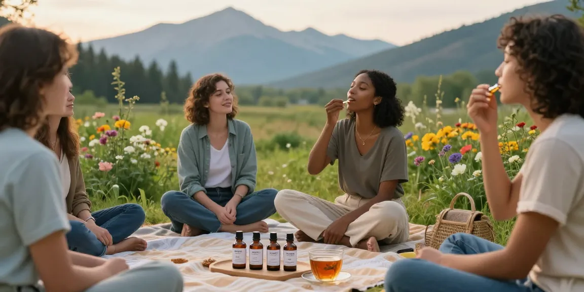 Community enjoying the benefits of canadian full spectrum cbd oil in a serene outdoor setting