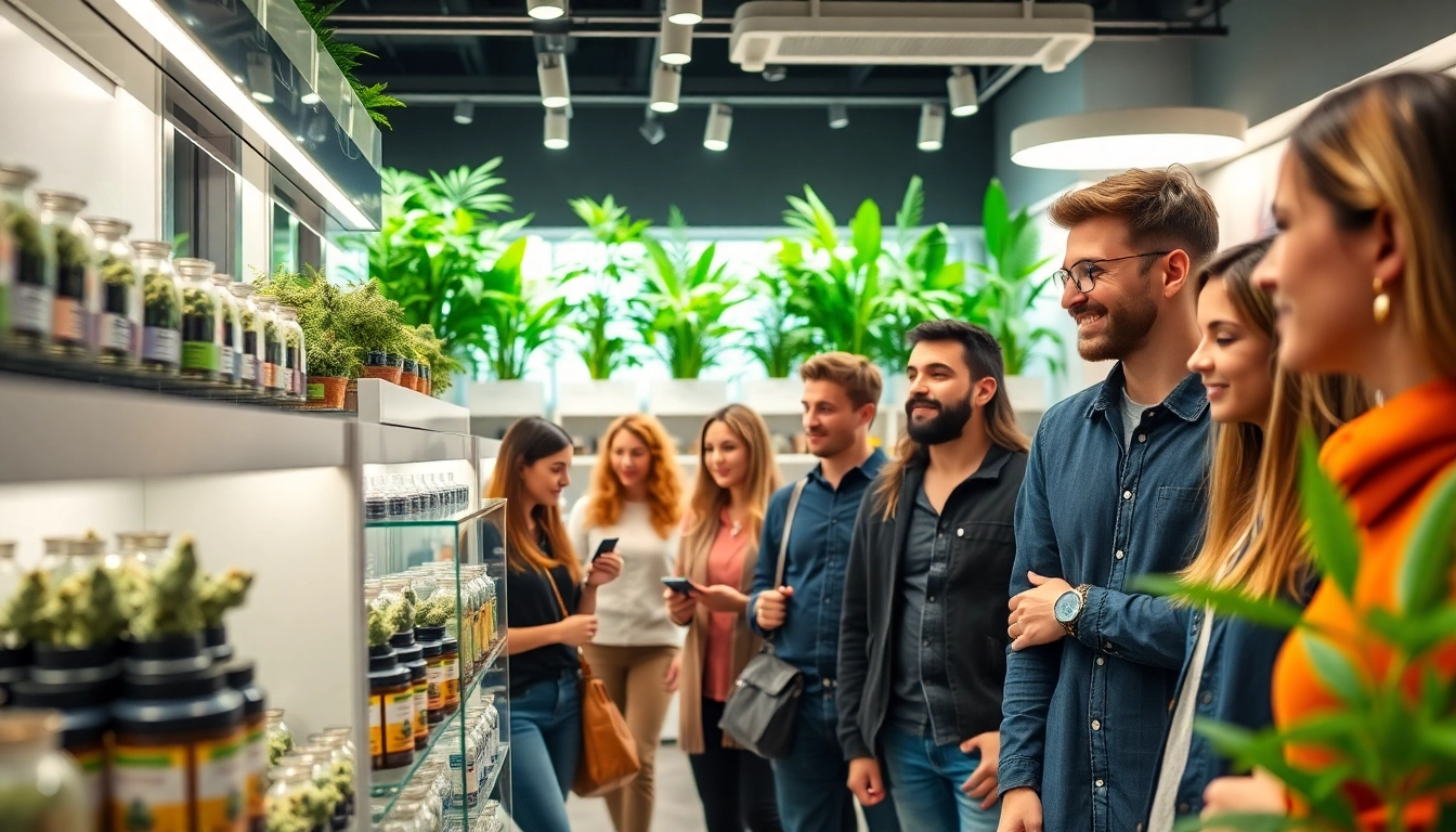Learn the best way to buy weed in a modern dispensary environment with diverse shoppers exploring products.