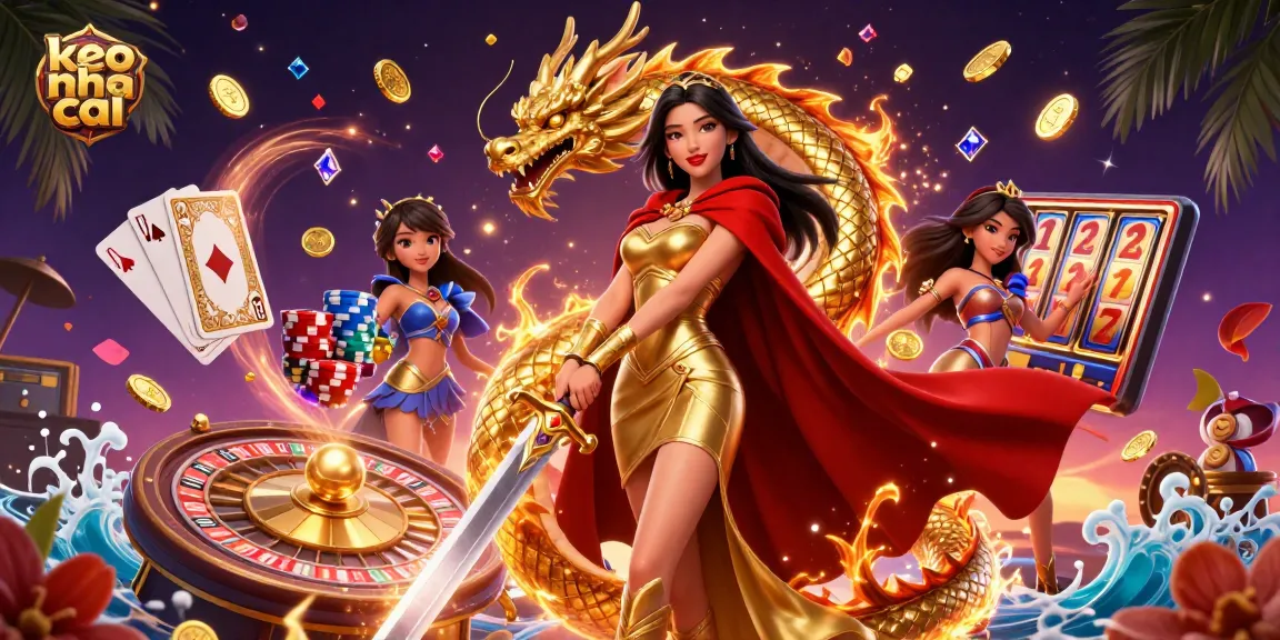 Place your bets on keo nha cai with excitement in this vibrant casino-themed illustration.