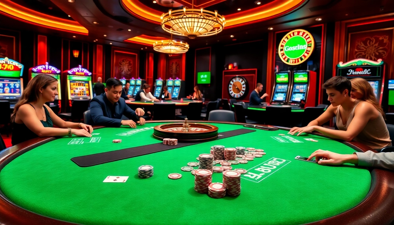 Engaging poker game at https://789b.one/ featuring colorful chips and intense players.